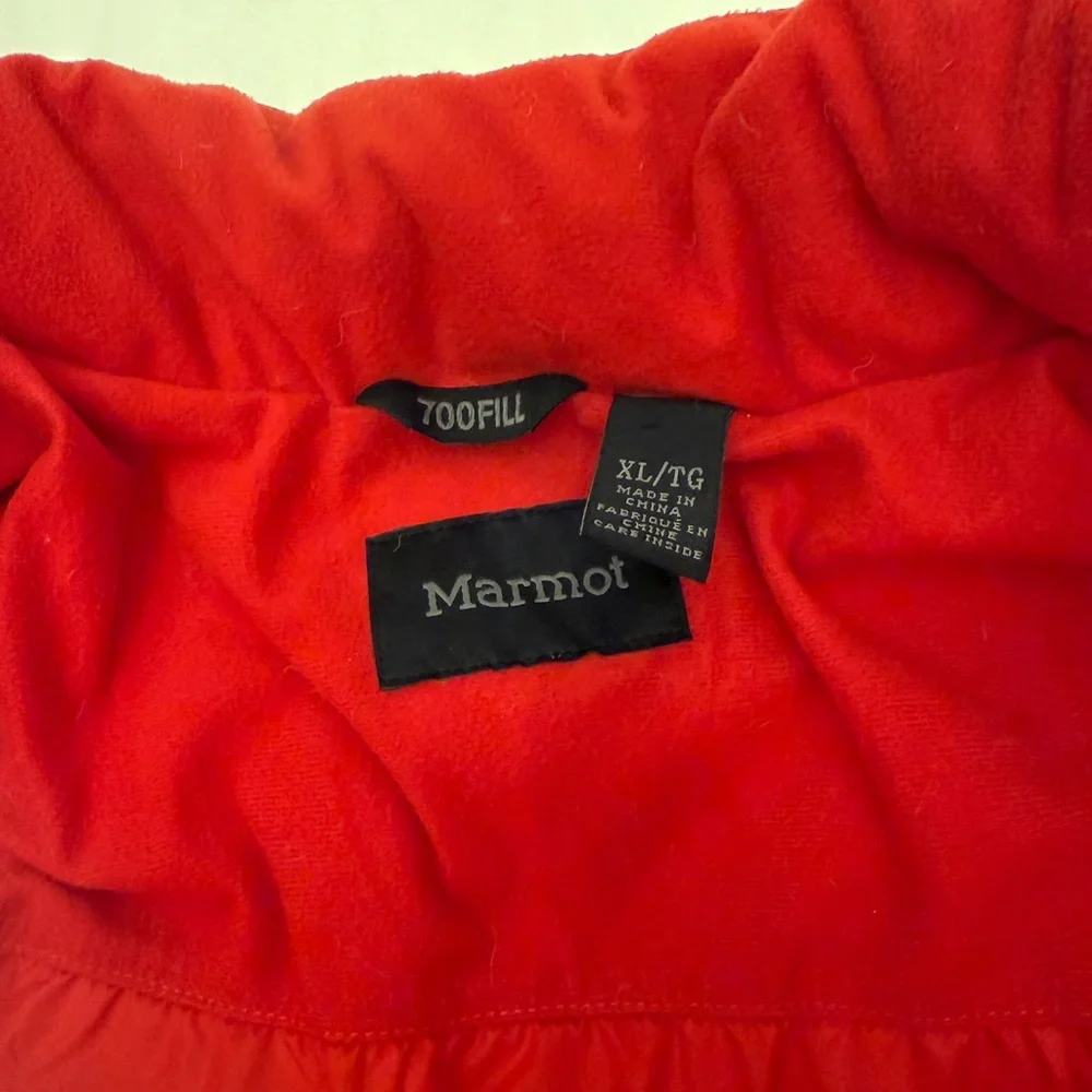 Marmot Red and Dark Gray Puffer Jacket - Picture 5 of 8